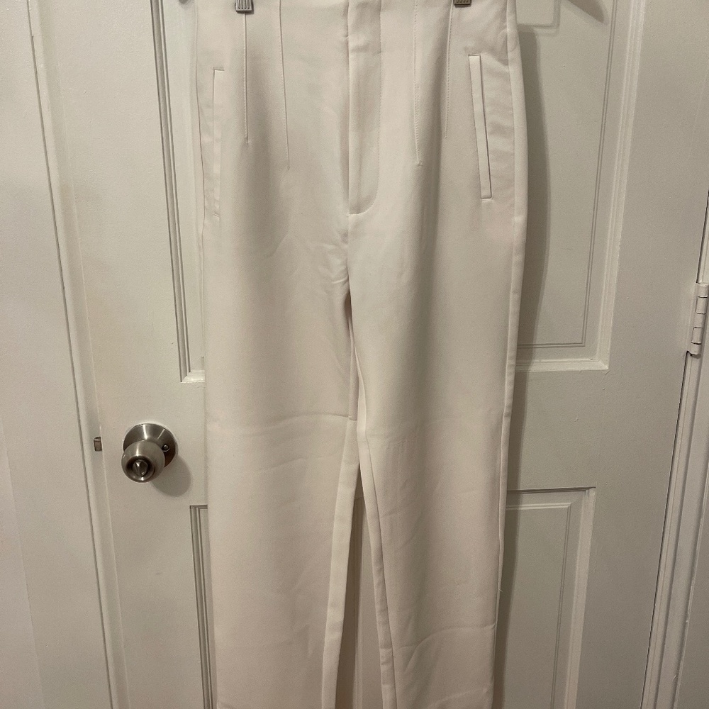 White High Waisted Pants